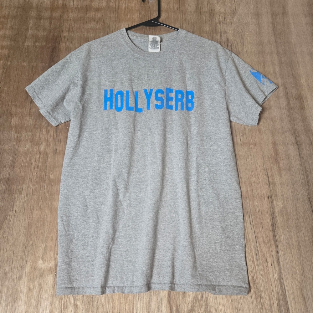 Hollyserb Graphic Tee Grey Blue Serbian Eagle Size M Gideon Cotton